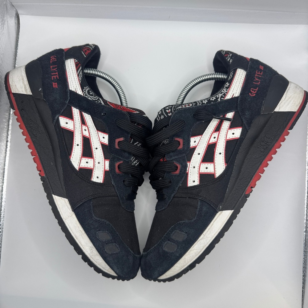Asics Gel Lyte III Paisley Bandana Mens 9.5 Black Red Sneakers H424N